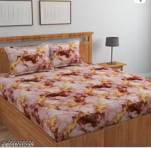 SS Premium PURE COTTON Elastic Fitted Bedsheet With Two Pillow Covers