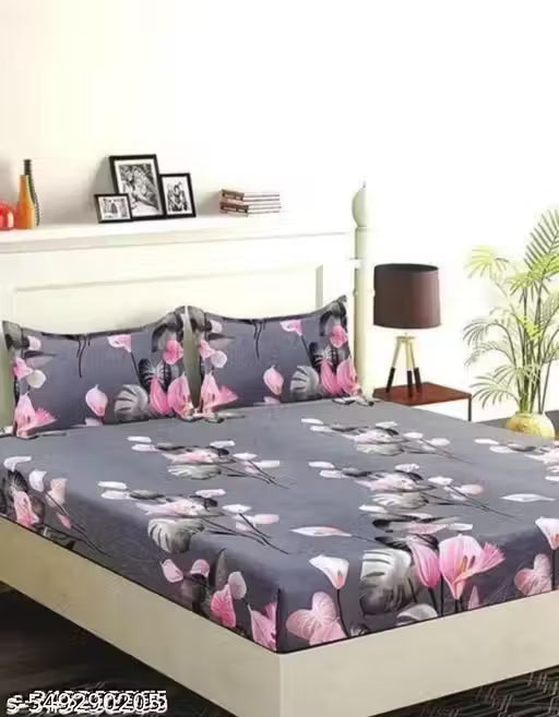 Glace-Cotton Bedsheets For Single/Double Bed With Pillow Covers