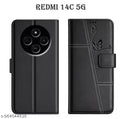 Flip Cover for Redmi 14c 5G Aesthetic Butterfly & Flower Print Back Cover | Redmi 14c 5G Unique Laser Marking Designer Mobile Back Cover