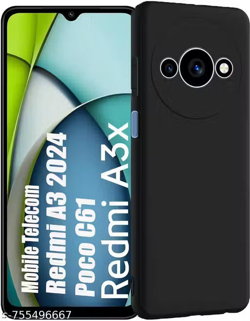 Ashini High Quality Black Silicon Back Cover For Poco C61 Back Cover, Poco C61 Back Cover,Protective Poco C61 Cover(Black, Shock Proof, Silicon)