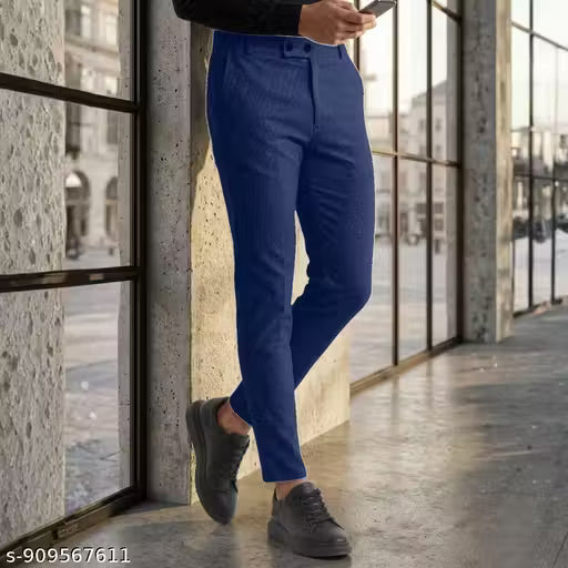 Branded Men Slim Fit Trouser Stretchable Cotton Lycra Pants for Formal Office Wear Smart Casual Look
