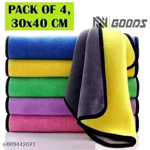 Microfiber Cleaning Cloths, 4 Pack (30x40 cm), Washable & Reusable, Super Soft, Absorbent Towels for Kitchen, Car & Household Cleaning