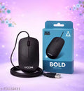 iVOOMi BOLD USB Wired Mouse 1000 DPI Optical Mouse for Laptop PC Desktop | Plug & Play | Smooth Scrolling | Office & Home Use | Black