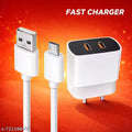 Dual USB Fast Mobile Charger with V8 Cable | Wall Charger Adapter for Smartphone
