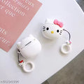 Cute Cartoon Girl Silicone AirPods Pro 2 Case with Headband Design | Soft Protective Cover with Keychain