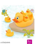 Squeeze Chu Chu Ducks, Duck Family, Bath Rubber Toy (Yellow) -Set of 4 Chu Chu Sound Bathtub Toys for Toddler Kids 1 Big Parent Duck & 3 Kids Ducks (4 Pcs Duck Family)
