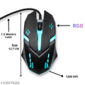 Wired Gaming Mouse with Red LED Backlight and Durable Braided Cable for PC/Laptop