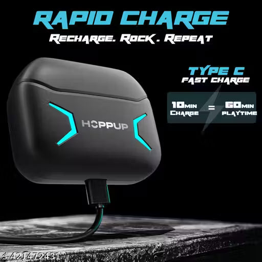 Hoppup Xo1 Black Gaming Earbuds with 50H Playtime