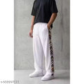 Men's White Relaxed Fit Track Pant with Side Stripe | Gym, Running, Casual & Lifestyle Wear