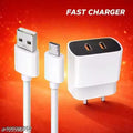Dual USB Fast Mobile Charger with V8 Cable | Wall Charger Adapter for Smartphone