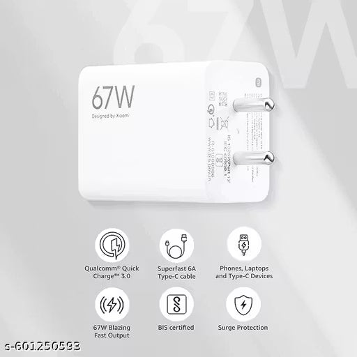 67 Watt Ultra Fast Type-C Charger Adapter Like Mobile Charger | Qual_comm QC 3.0 Quick Charger, M_I 67 Watt Charger