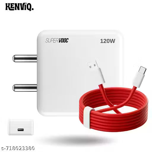 Kenviq 120W Fast Charger SuperVOOC | Type-C to Red Cable Included | Quick Charge | Travel Friendly