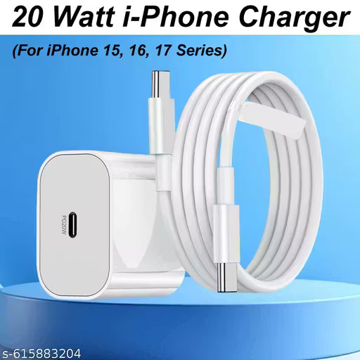 20-Watt Charger, Type-C to Type-C Port Type Cable for I-phone and other IOS Devices, Fast Charger Supports Fast Charge Specially for I-PHONE