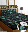 A.M Trading Glace Cotton Fitted 1 Bedsheet King Size (72"x78") | All Around Elastic | Cotton Feel | 2 Pillow Covers (17"x27") | Fits Up to 8" Mattress | 200-220 TC | Printed Double Bed Sheet Set