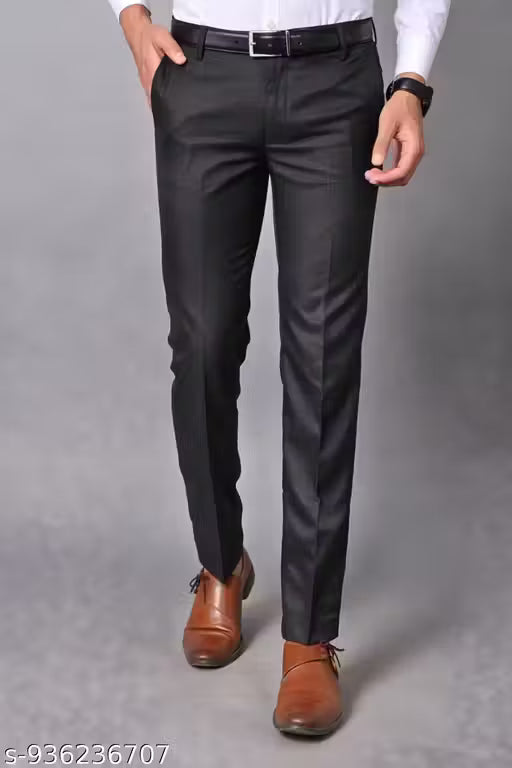 LETTAST NOW FASION MENS GOOD LOOKING CORIAN FIT FORMAL BLACK TROUSER