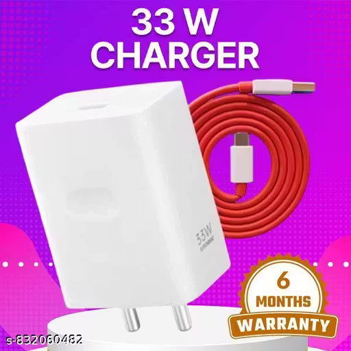 33 Watt 3A Fast Charging Mobile Charger R-E-E-L M-E Charger With Red Detachable Cable Supports Supervooc,