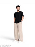 Men Trouser, Casual Pants, Grey Pants Men, Relaxed Fit Trouser, Wide Leg Pants, Korean Pants Men,