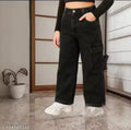 Stylish Loose Fit Denim Pants with Side Pockets