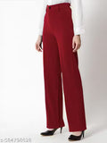 Casual Polyester High Waist Solid Trousers for Womens (38"Inches)