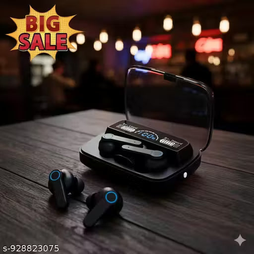 Top Quality Best seller product True Wireless Earbuds, Upto 220 Hours Total playback time M19 Bluetooth 5.1 Earbuds in-Ear TWS Stereo Headphones with Smart LED, Waterproof Built-inMic- Black