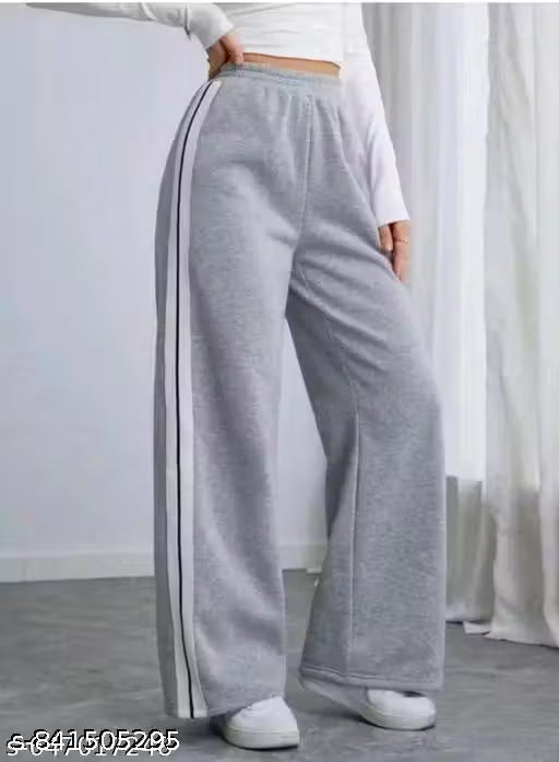 TRENDY WIDE LAG BAGGY STRAIGHT FIT STRIPE WOMEN TROUSER