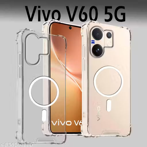 Vivo V60 Mag-Safe Shockproof PC + TPU Protective Case Magnetic Support Bumper Case (Transparent Mag-Safe)