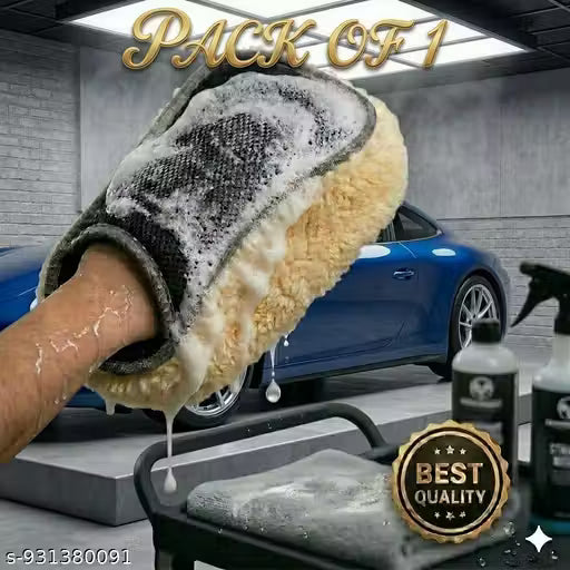 KRIVA Premium Car Wash Mitt - Soft Sheepskin & Mesh Design PACK OF - 1