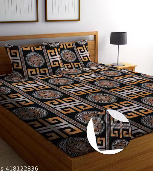KIRAT Cotton Elastic King Size Fitted Bedsheets with 2 Pillow Covers | Double Bed with All Around Elastic 210TC Supersoft | Size - 72x78+10