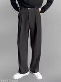 FTX Men solid Premium Lycra Blend | Korean Style Wide Leg | Casual Trouser for daily use