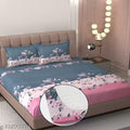 Click Cart Prime Collection Glace Cotton 200TC King Size Elastic Fitted Double Bedsheet with 2 Matching Pillow Covers (Size 78x72 Inch)