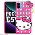 Poco C51- Hello Kitty Case | 3D Cute Doll | Soft Girl Back Cover with Pendant