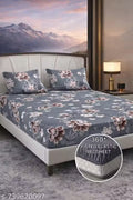CHAHAT HOMES KING SIZE FITTED ELASTIC COTTON SUPERFINE 1 DOUBLE BEDSHEET WITH FREE 2 PILLOW COVERS 1+2 SET FULL SIZE 72*78+8 inches And Big size of Pillow Covers JAI GURU JI