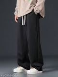 Men’s BLACK Relaxed Fit Cotton Trousers | Casual Drawstring Lounge Pants