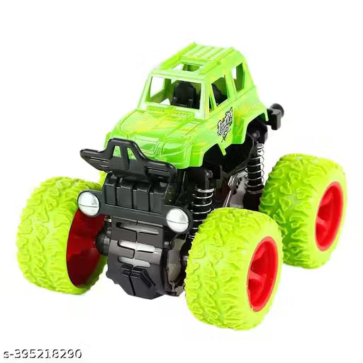 PACK OF 2 PCS Monster Truck Friction Powered Cars Toys, 360 Degree Stunt 4wd Cars Push go Truck for Toddlers Kids Gift)