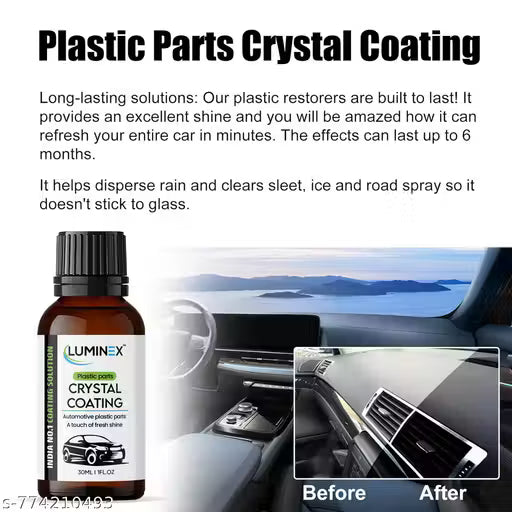 Crystl Coating for Car Bike Plastic Parts | 30ml PVC Restorer for Car Revitalizing Coating Agent | Car Maintenance Dashboard Plastic Crystl Coating Cleaner Polish Shining (pack of 1)