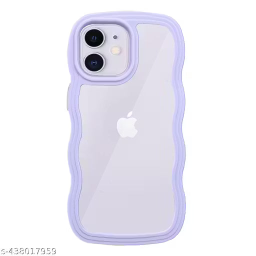 Apple iPhone 11|Cute Curly Wave Frame Clear Case for Transparent Soft Silicone TPU Bumper Shockproof