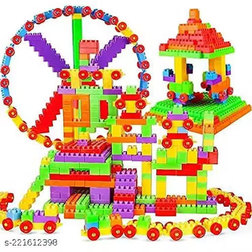 Building Blocks 58+ Pieces Bricks Blocks for Kids and Children for Game Learning Train Block Puzzle Toys Girl Boy Activity Fun Game Plastic Mind Education Toy