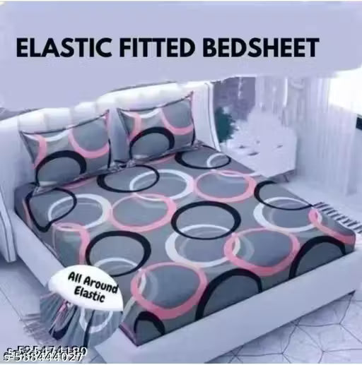 1 Fitted Bedsheet with Elastic Bedsheet Platinum Printed Bedsheets Double King Size Bedsheets with 2 Pillow Covers