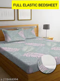 LAYNORA HOME 180 TC Supersoft Premium Cotton Elastic Fitted Bedsheets with 2 Pillow Covers | Double Bed with All Around Elastic | for 78x72+10 Mattress