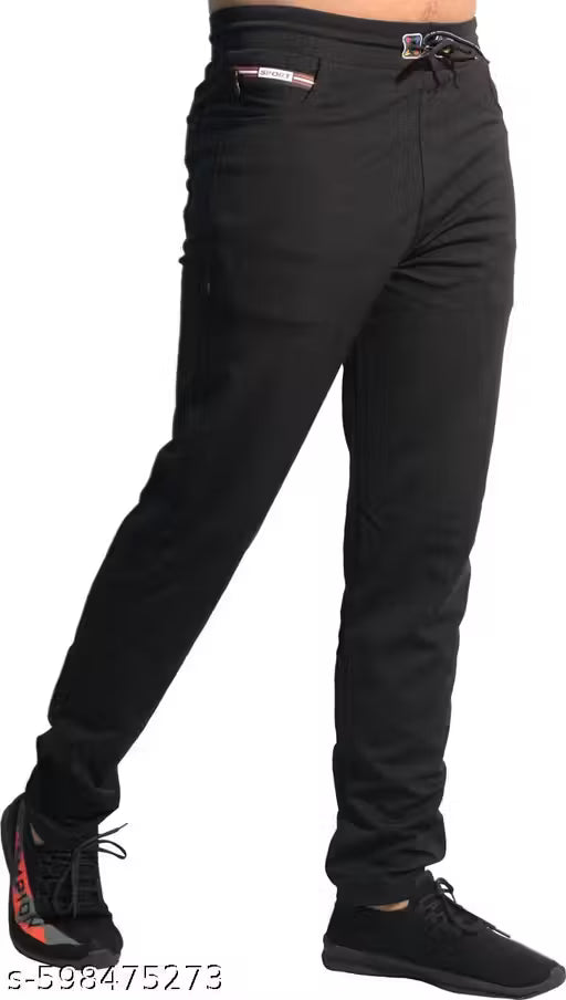 Men's Solid Track Pants with Drawstring & Pockets | YaseerTracks
