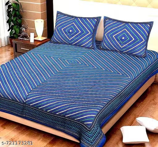 Premium Quality Rajasthani Jaipuri Print 100% Pure Cotton King Size Bedsheet with 2 Pillow Cover ( 228 * 254) cm
