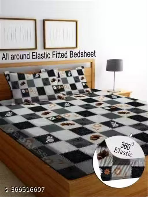 Fitted Double Bedsheet With 2 Pillow Covers