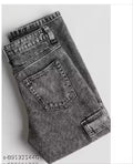 Regular Fit Washed Denim Cargo Jeans with 6 Pockets Stretchable