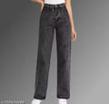 WOMEN STRAIGHT FIT BLACK FADED LOOK JEANS FOR GIRLS AND WOMEN