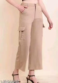 VL#Women cargos,women cargo pant,cargos combo for women Trendy Women’s High Waist Cargo Pants with Side Pockets, Casual Wide Leg Joggers