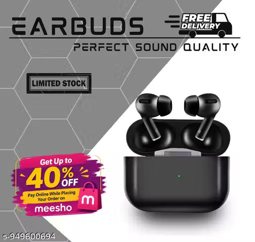 BLACK AIRBUDSS Meesho Top seling Buds airpodds Copy buds music time 43hrs True Wireless In-Ear Buds Bluetooth (Blue, True Wireless)