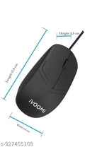 iVOOMi Bold Wired USB Mouse | Plug & Play Optical Mouse for Laptop & PC | Smooth Scrolling, Ergonomic Design, Durable Build (Black) | 1year warranty