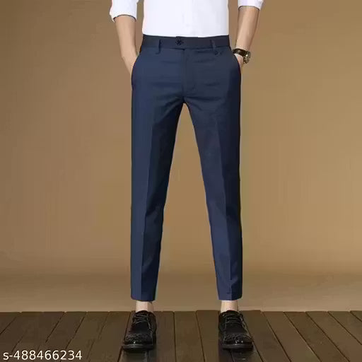 Men's Regular Fit Cotton Blend Formal Solid Trouser - Pack of 1 | Trouser for Men | Formal Trouser for Men | Casual Trouser for Men | Trouser | Pant | Solid Trouser