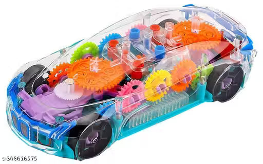 3D Transparent Car with 360 Degree Rotation Gear Simulation Mechanical Car With Light & Sound