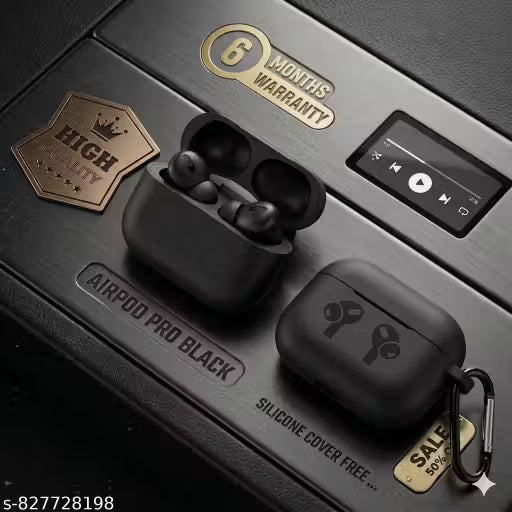 PX5 Airpod Pro Black Comes With Black Cover | TWS Bluetooth Earpods With Mic | BT 5.3 Chip | Waterproof | True Wireless Earbuds